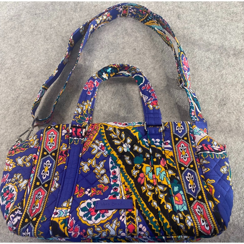 Vera Bradley Indio Quilted Cotton Satchel Crossbody Bag Blue Paisley Print NWOT